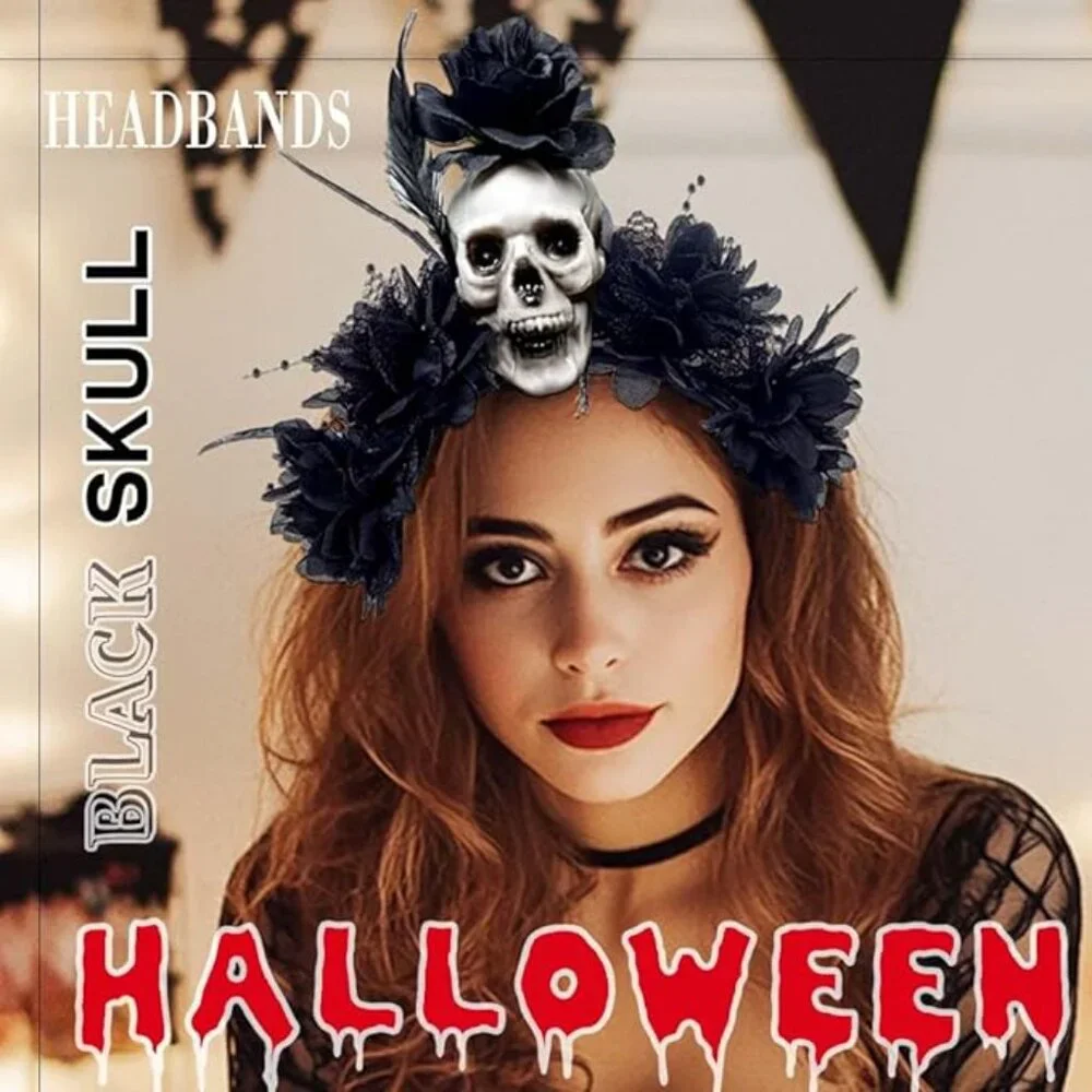 Halloween Skull Headband Flower
